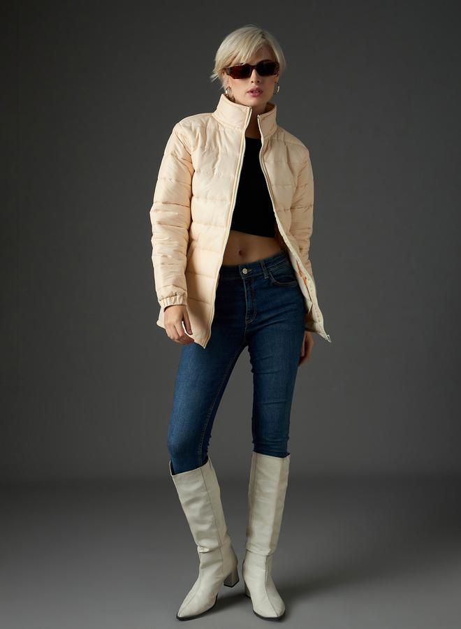 SASSAFRAS Peach Longline Padded Jacket - Image 2
