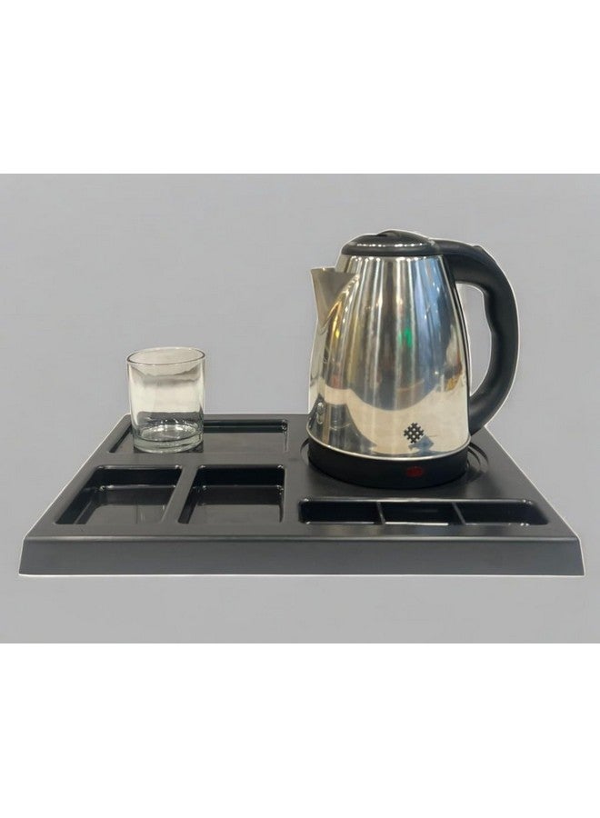 PAUL SONS Hospitality Kettle Tray Made of ABS Plastic Square, Hotel Room Serving Service Size: 16"x12"x1.5" Black Black (Pack of 1Pc) - Image 4