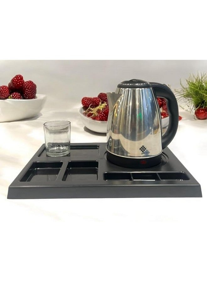 PAUL SONS Hospitality Kettle Tray Made of ABS Plastic Square, Hotel Room Serving Service Size: 16"x12"x1.5" Black Black (Pack of 1Pc) - Image 3