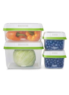 Rubbermaid Rubbermaid FreshWorks Produce Saver, Medium and Large Storage Containers, 8-Piece Set, Set of 4, Med & Lg, Clear  - Image 1