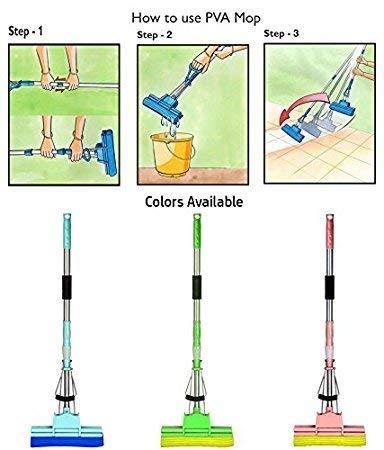 TRIVYOM Floor Cleaning Squeeze Mop with Adjustable Telescopic Handle Squeegee Absorber Sponge Mop for Home Kitchen Stainless Steel 1 - Image 4