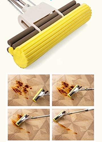 TRIVYOM Floor Cleaning Squeeze Mop with Adjustable Telescopic Handle Squeegee Absorber Sponge Mop for Home Kitchen Stainless Steel 1 - Image 3