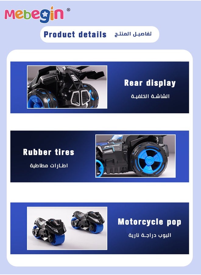 MEBEGIN - 3-in-1 Transformer Electric Toy, Ejection Chariot Pull-back Alloy Car with Light and Music, 1:32 Scale Model Toy, Motorcycle Deformation Vehicle, Die-cast Car Models, Ideal Gift for Kids Aged 3+ - Image 1
