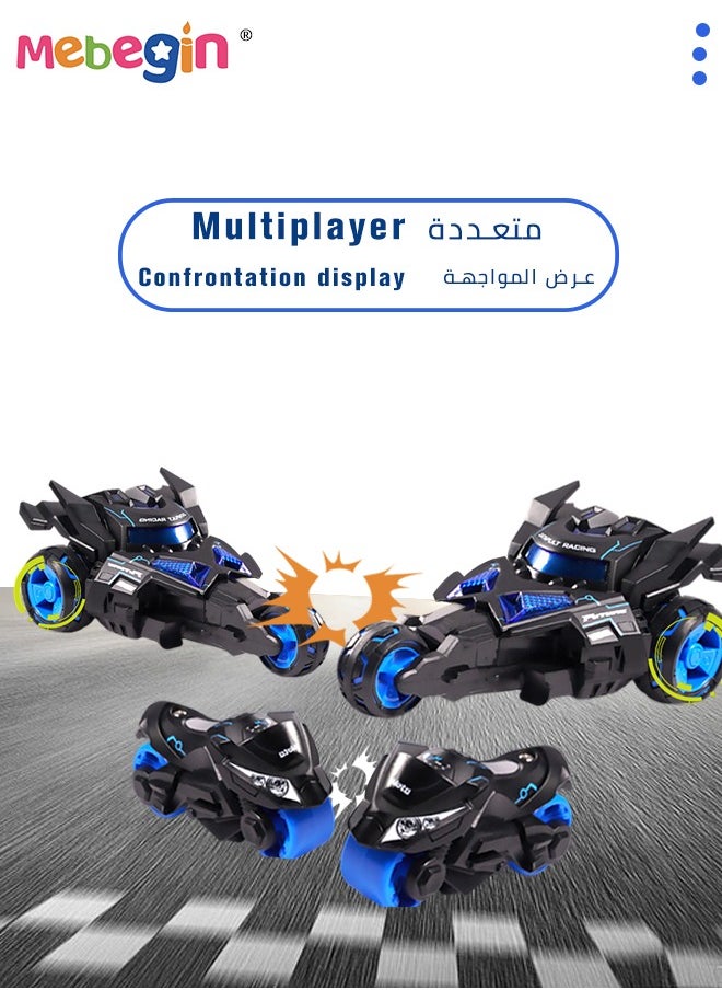 MEBEGIN - 3-in-1 Transformer Electric Toy, Ejection Chariot Pull-back Alloy Car with Light and Music, 1:32 Scale Model Toy, Motorcycle Deformation Vehicle, Die-cast Car Models, Ideal Gift for Kids Aged 3+ - Image 1