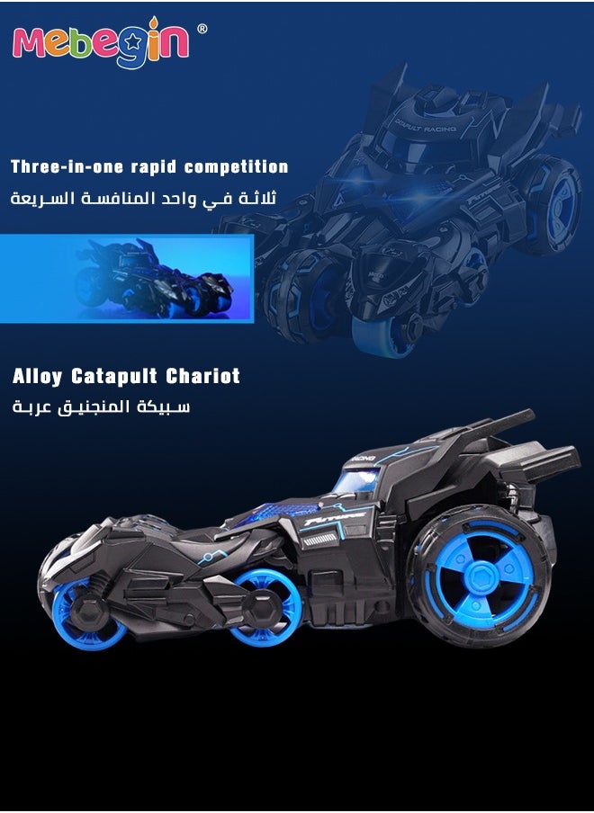MEBEGIN 3-in-1 Transformer Electric Toy, Ejection Chariot Pull-back Alloy Car with Light and Music, 1:32 Scale Model Toy, Motorcycle Deformation Vehicle, Die-cast Car Models, Ideal Gift for Kids Aged 3+  - Image 4