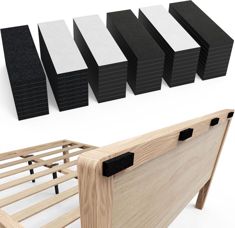 appacare 54 قطعة من وسادات الأثاث المصنوعة من اللباد، 18 قطعة من وسادات اللباد + 36 قطعة من إسفنج إيفا، وسادات عازلة للصوت ومضادة للاهتزاز لحماية إطار السرير/لوح الرأس، وسادات أثاث ذاتية اللصق لأرجل الكراسي والطاولات (أسود) - Image 1