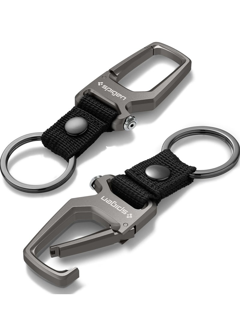 Spigen Life Carabiner Key Ring Clip Car Keychain Clip, Bottle Opener Key Chain Ring for Men and Women - Gunmetal  - Image 1
