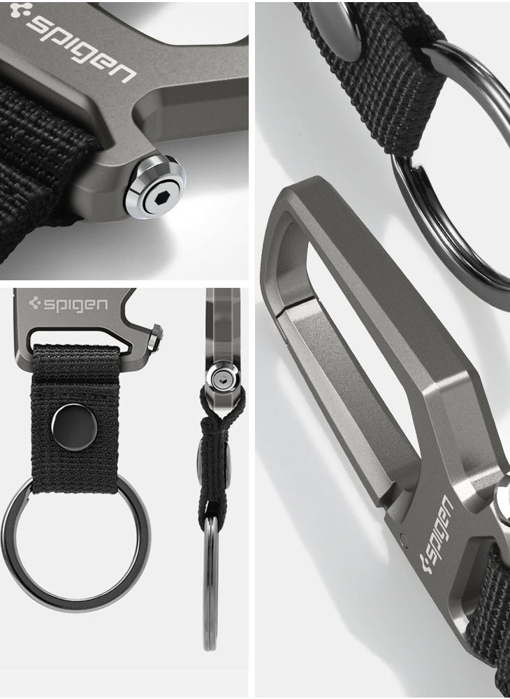 Spigen Life Carabiner Key Ring Clip Car Keychain Clip, Bottle Opener Key Chain Ring for Men and Women - Gunmetal  - Image 2