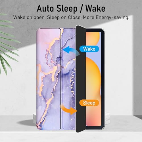 Robustrion Cover Samsung Galaxy Tab S6 Lite Tablet Cover Case Smart Flexible Case Cover with S Pen Holder for Samsung S6 Lite Tab 10.4 inch [Auto Sleep Wake Support] - Marble Lilac - Image 3