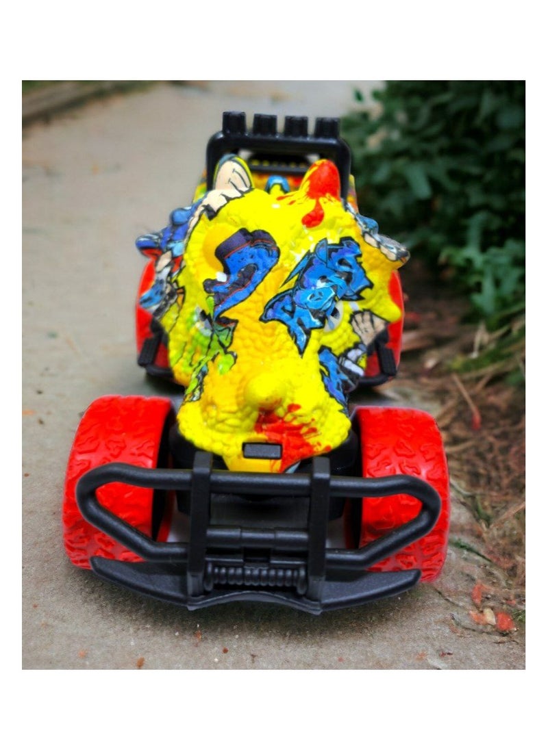 Dinosaur-shaped car toy with front and rear push and suitable size for lady children and multiple shapes,