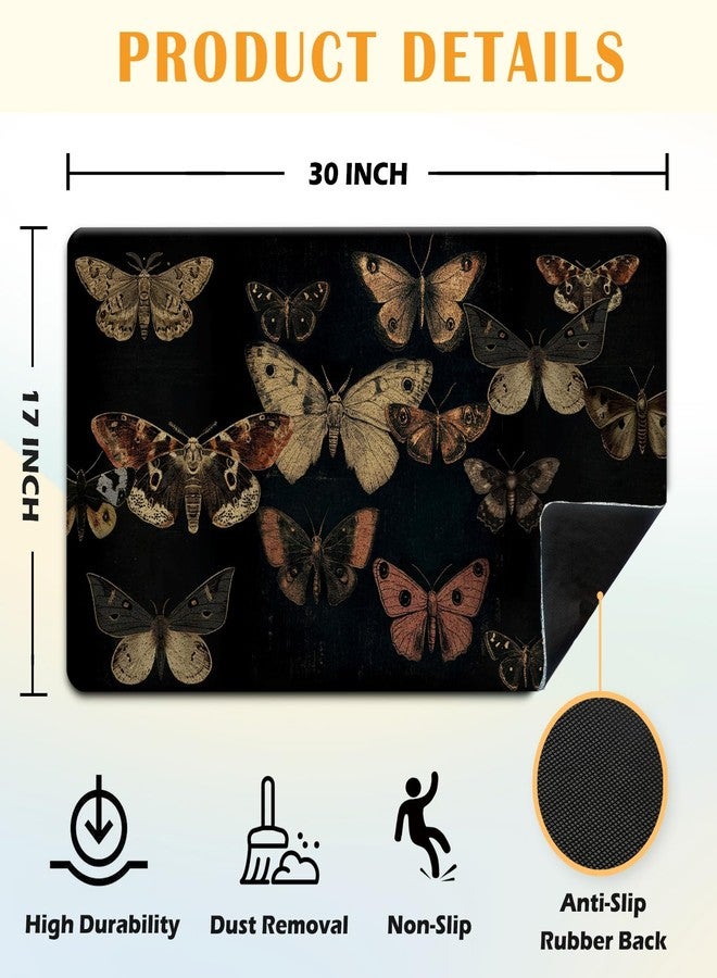 JINYO Dark Gothic Butterfly Door Mat, Dark Academia Butterfly Doormat Indoor Outdoor Outside Entrance Entryway, Witchy Goth Moth Welcome Mat for Front Door, 17x30 Inch - Image 4