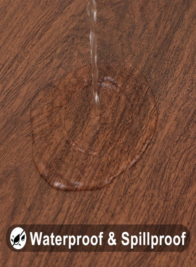 smiry مفرش طاولة سميري دائري للنزهات، مقاوم للماء، مزود بمطاط ملائم للطاولات بمقاس 57-68 بوصة، مفارش طاولة من الفينيل قابلة للمسح بظهر من الفلانيل للتخييم، للاستخدام الداخلي والخارجي، بني - Image 4