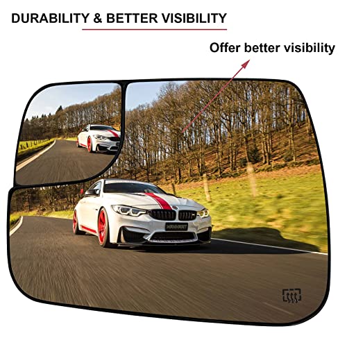 SKARUMMER Dodge Ram 1500 Heated Blind Spot Mirror Replacement - Left Side Convex Mirror Glass with Rear Holder - Compatible with 2019-2021 Models - Image 3