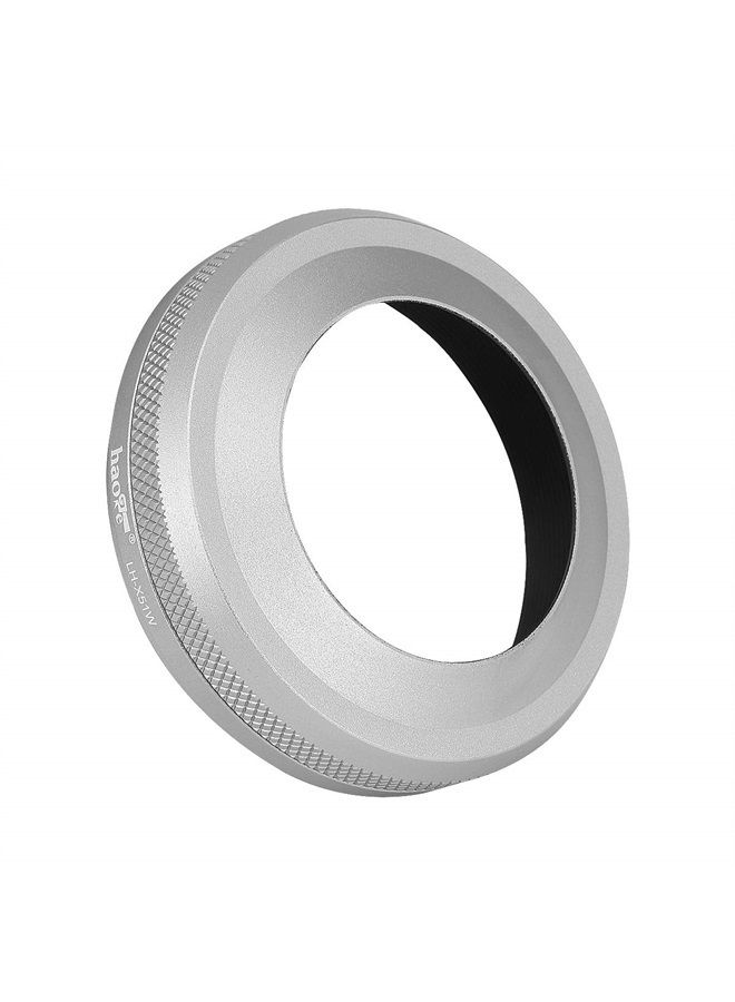 Haoge LH-X51W 2in1 All Metal Ultra-Thin Lens Hood with Adapter Ring Set for Fuji Fujifilm FinePix X100V Camera Silver - Image 5