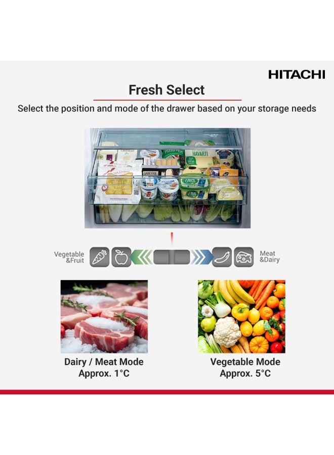 HITACHI 760L Gross, Net 540L, Side By Side 4 Doors Premium Refrigerator, 10 Year Warranty on Inverter Compressor, No Frost Fridge, Dual Fan Cooling, Movable Twist Ice Tray RW760PUK74GBK Glass Black 760 L RW760PUK74GBK Glass Black - Image 4