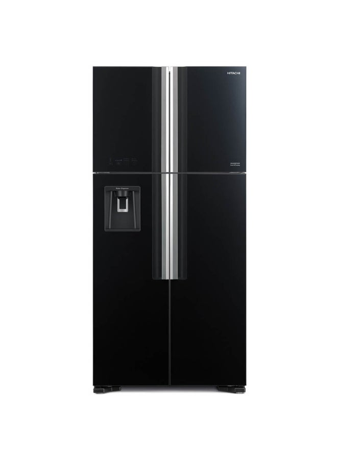 HITACHI 760L Gross, Net 540L, Side By Side 4 Doors Premium Refrigerator, 10 Year Warranty on Inverter Compressor, No Frost Fridge, Dual Fan Cooling, Movable Twist Ice Tray RW760PUK74GBK Glass Black 760 L RW760PUK74GBK Glass Black - Image 1