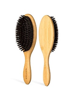 Boar Bristle Hair Brush For Men Natural Hair Brushes For Women Pure Boar Bristle Brush Mens Hair Brush Set Boars Hair Brush Oval Wooden Bore Bamboo Hairbrush Adds Shine Fine Soft Thin Hair