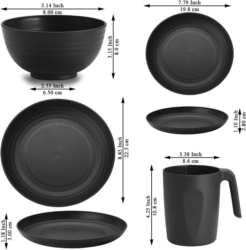 Kyraton Plastic Dinnerware Sets of 32 Pieces, Unbreakable And Reusable Light Weight Plates Mugs Bowls Dishes Easy to Carry And Clean Microwave Safe BPA Free Dishwasher Safe Service For 8 - Image 2