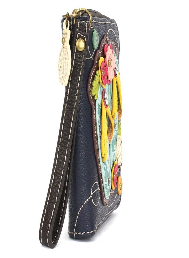 CHALA Zip Around Wallet, Wristlet, 8 Credit Card Slots, Sturdy Pu Leather - Flip Flop - Navy - Image 5