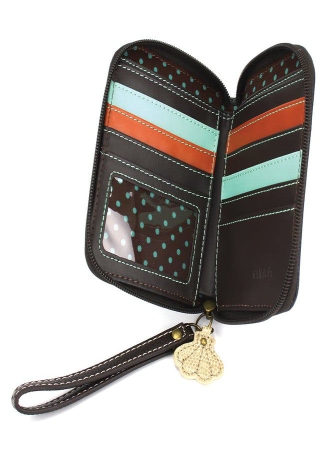 CHALA Zip Around Wallet, Wristlet, 8 Credit Card Slots, Sturdy Pu Leather - Flip Flop - Navy - Image 4