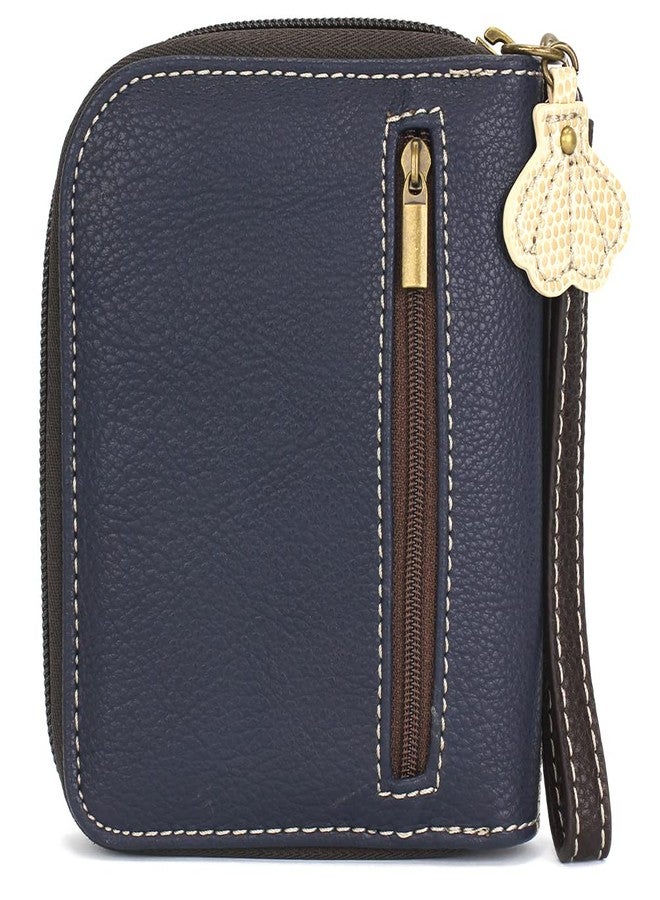 CHALA Zip Around Wallet, Wristlet, 8 Credit Card Slots, Sturdy Pu Leather - Flip Flop - Navy - Image 3