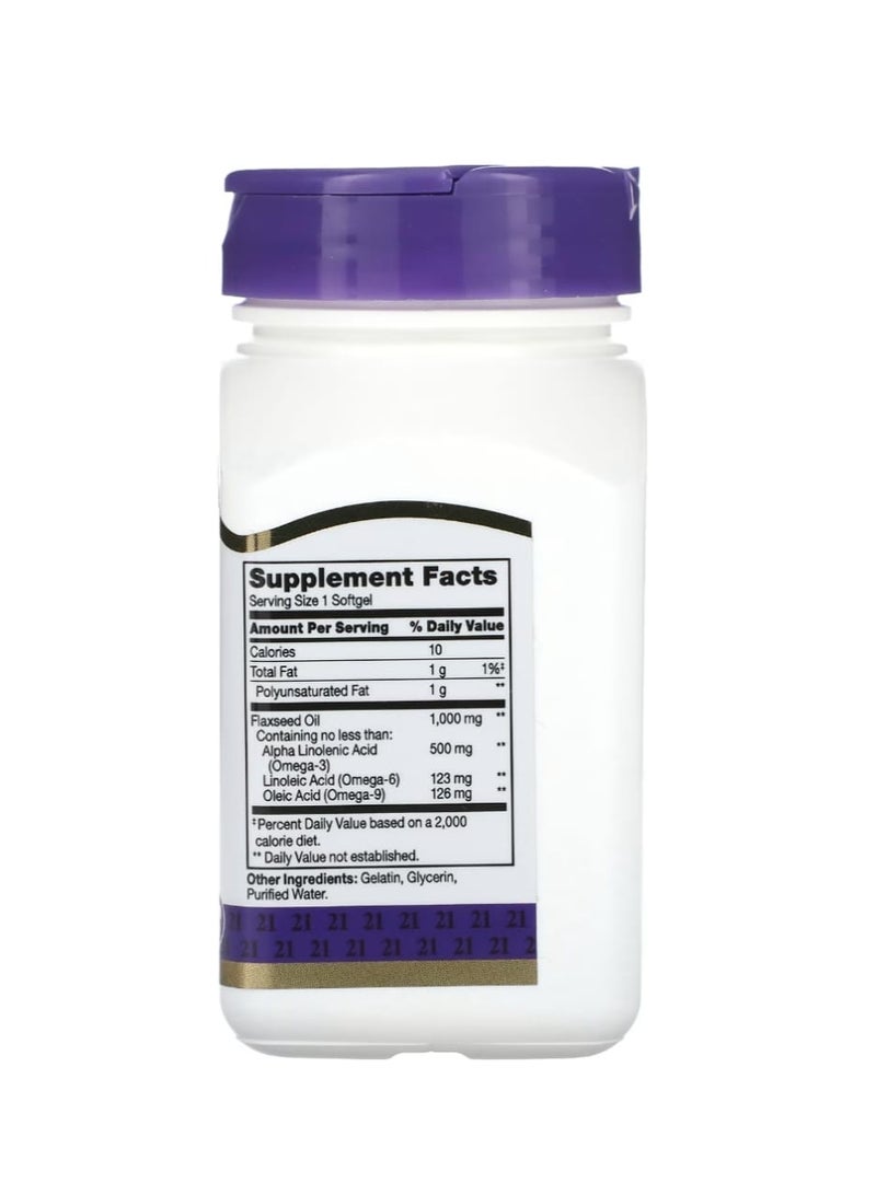 21st Century Flaxseed Oil 1000 mg 60 Softgels - Image 2