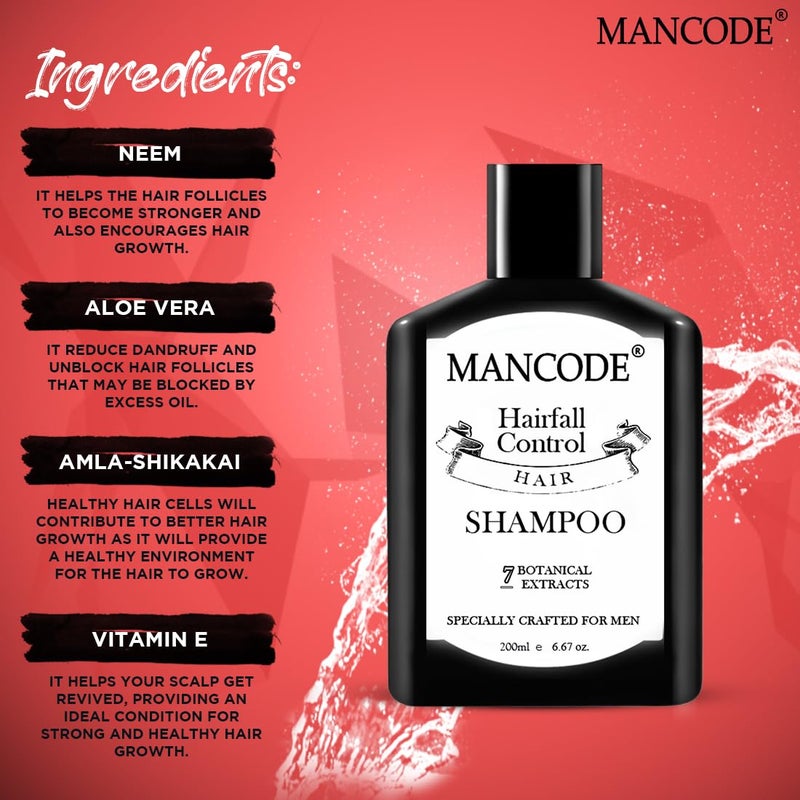 MAN CODE Mancode Anti Hair Fall Shampoo Enriched With Neem Amla Shikaki Aloe Vera Vitamin E Shampoo For Men 200Ml - Image 4