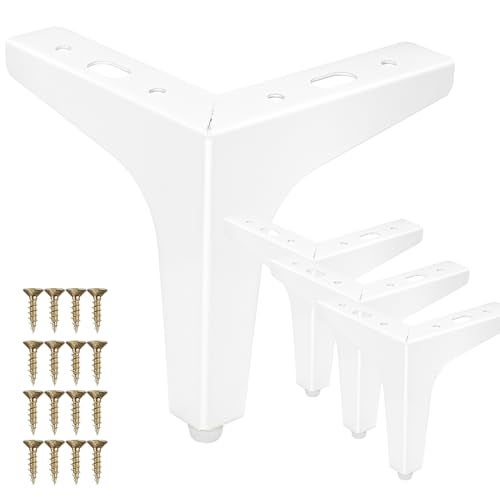 La Vane 7 Inch Metal Furniture Legs Set of 4 Modern Diamond Triangle White DIY Replacement Feet Corner Legs for Cabinet Sofa Sideboard Couch Dresser Makeover - Image 1