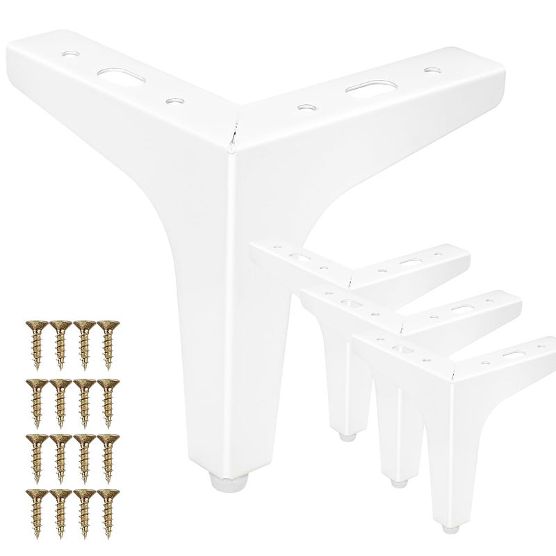 La Vane 7 Inch Metal Furniture Legs Set of 4 Modern Diamond Triangle White DIY Replacement Feet Corner Legs for Cabinet Sofa Sideboard Couch Dresser Makeover - Image 2