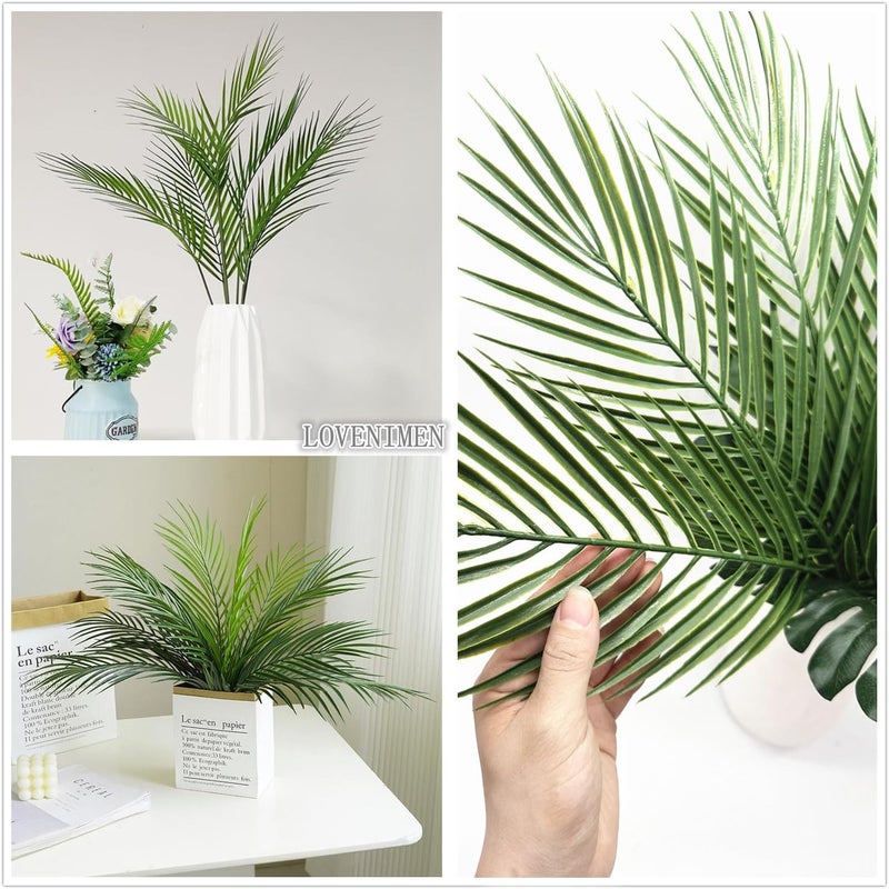 LOVENIMEN Artificial Palm Leaves Stems Greenery Tropical Palm Leaves 12 Pcs, Faux Monstera Plants for Palm Sunday Flower Arrangement Home Kitchen Table Decor, Wedding Birthday Party Indoor Outdoor Decoration - Image 2