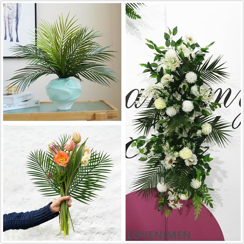LOVENIMEN Artificial Palm Leaves Stems Greenery Tropical Palm Leaves 12 Pcs, Faux Monstera Plants for Palm Sunday Flower Arrangement Home Kitchen Table Decor, Wedding Birthday Party Indoor Outdoor Decoration - Image 4