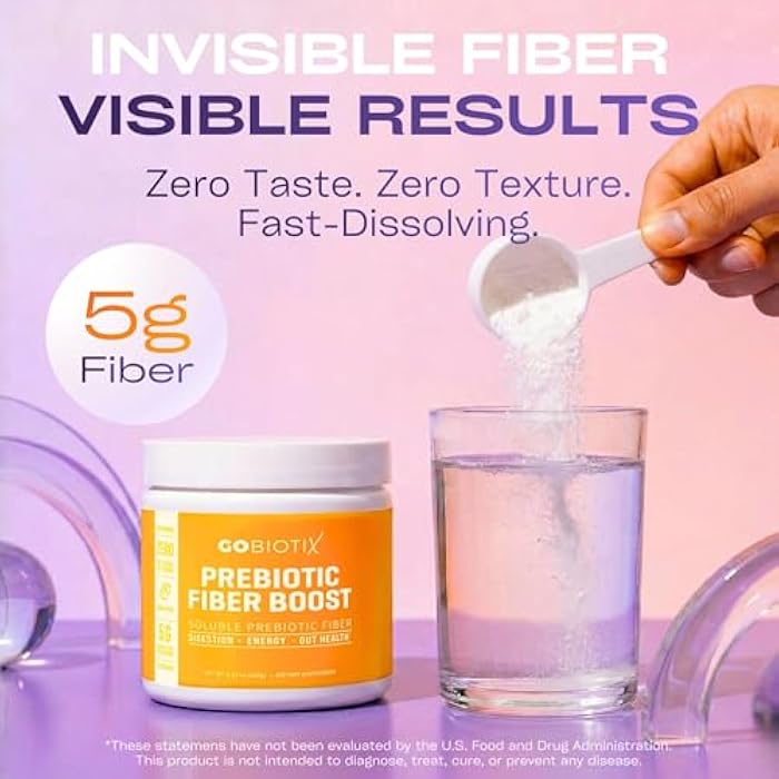 GOBIOTIX Fiber Supplement Powder with Prebiotics for Digestive Health and GLP-1 Support, Soluble Fiber for Gut Health & Debloat, Keto, Vegan, Gluten & Sugar Free, 35 Servings (1 Pack) - Image 2