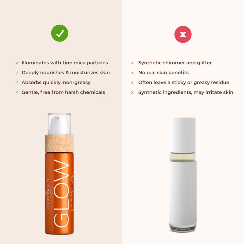 COCOSOLIS GLOW Shimmer Oil | Illuminizing Natural Dry Oil With Shiny Particles | Leaves The Skin Glowing & Enhances a Golden Tan | Gives a Luxurious Feel to Your Skin | 110ml - Image 3