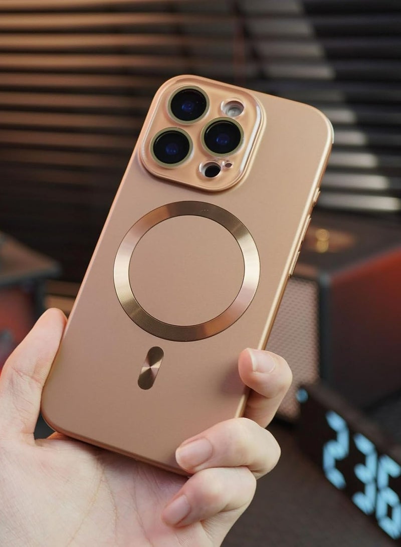 إكس ليفيل جراب آيفون 16 برو ماكس مع ماج سيف، مغناطيس قوي، [غطاء رقيق مقاوم للصدمات] واقي كامل لعدسة الكاميرا، غطاء واقٍ ناعم مقاوم للصدمات ومقاوم للاصفرار، مطلي بطلاء لامع، مضاد للخدش وبصمات الأصابع، لون بني صحراوي ذهبي. - Image 1