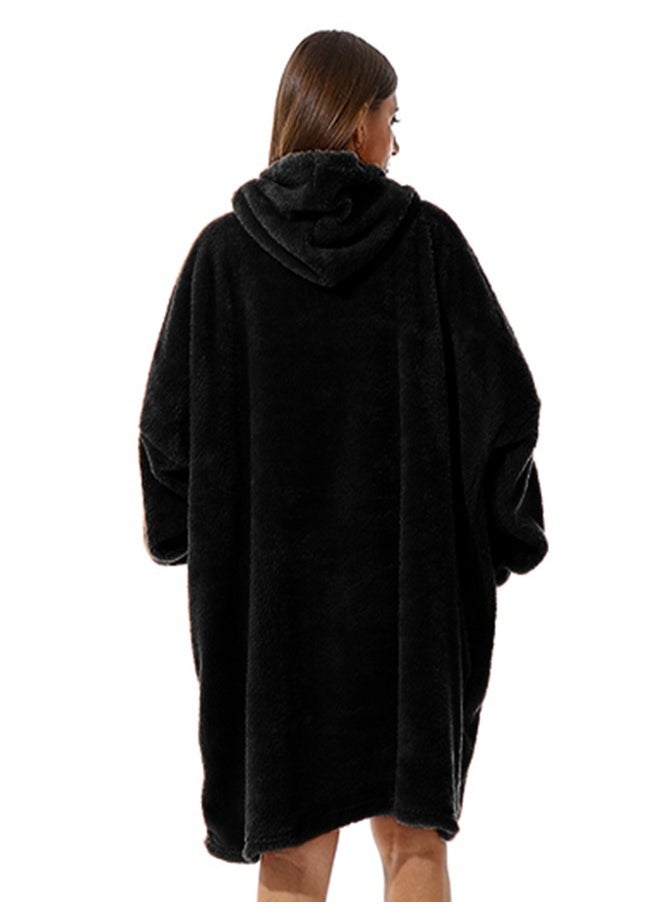 snooze Snooze, Over-sized Wearable Blanket with Hodi, Black  - Image 4