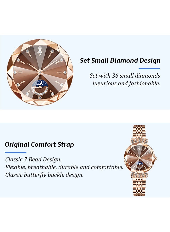 Labaoli Women's classic style wristwatch, women's stainless steel round dial mechanical watch, fashionable women's watch - Image 5