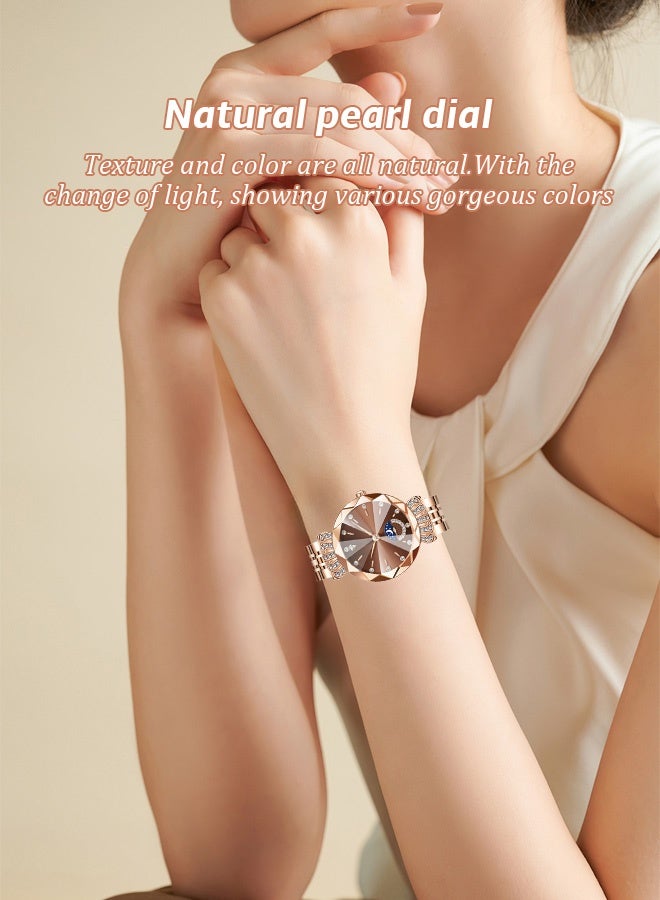 Labaoli Women's classic style wristwatch, women's stainless steel round dial mechanical watch, fashionable women's watch - Image 2