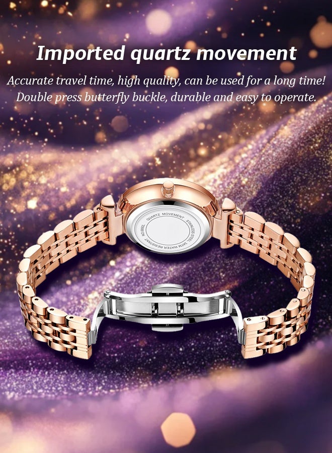 Labaoli Women's classic style wristwatch, women's stainless steel round dial mechanical watch, fashionable women's watch - Image 4