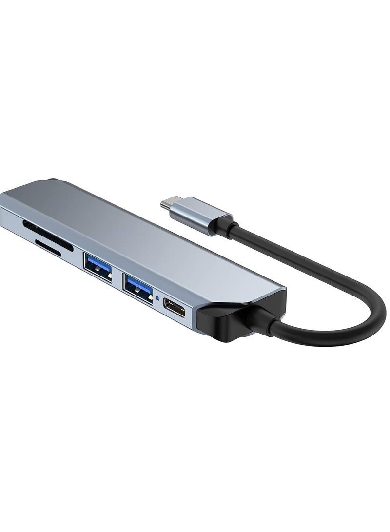 TIGER 6-in-1 USB C Hub Adapter, Multiport Docking Station with USB 3.0, USB 2.0, SD/TF Card Readers, USB-C Ports for MacBook Pro, Laptops, Smartphones & More  - Image 3