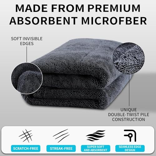 Auto Hub 1600gsm Microfiber Cloth - Dual Sided, Lint & Streak Free for Car Cleaning - Multipurpose Wash Cloth - 2pc, 60x40cm, Grey - Image 4
