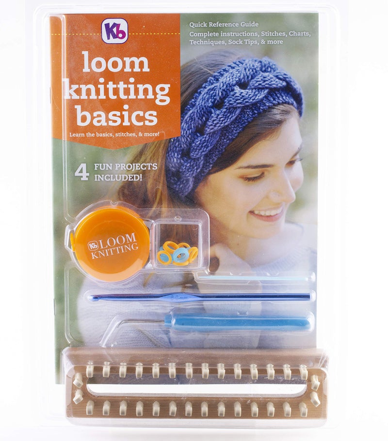 Authentic Knitting Board Knitting Reference GuideTool Kit with 32 peg wood loom