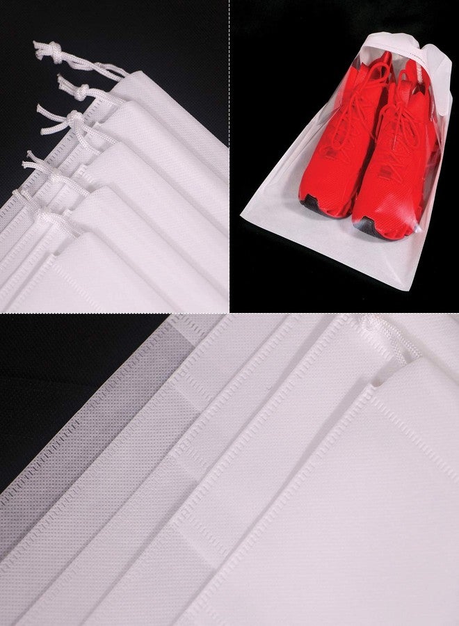 TENABORT 8 Pack Portable Shoe Bags for Travel Large Shoes Pouch Storage Organizer Clear Window with Drawstring for Men and Women White - Image 5