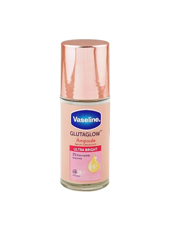 مزيل عرق رول أون "فازلين غلوتا غلو" (Vaseline Gluta Glow) بتركيبة السيروم والأمبول لتفتيح فائق، يحتوي على النياسيناميد وعرق السوس، 45 مل.