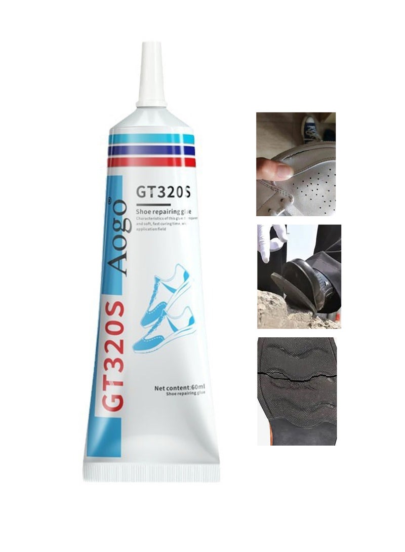 AOGO Shoe Repairing Glue, Clear Waterproof Shoe Repair Glue with Precision Tip for Sport Shoes, Boots, Leather 60ml  - Image 1