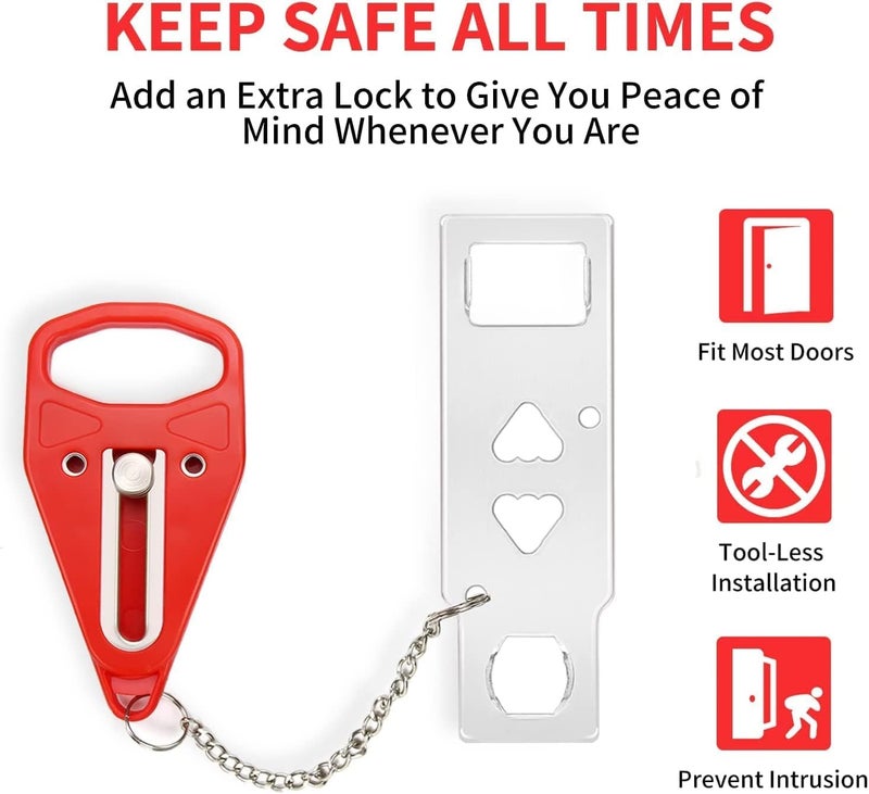 Rerishom Portable Door Lock 2Pack Extra Lock for Additional Privacy and Safety in Home,Hotel and Apartment,Prevent Unauthorized Entry,Protect Family Security in Traveling,Home,Bedroom,Hotel,Apartment,AirBNB - Image 3