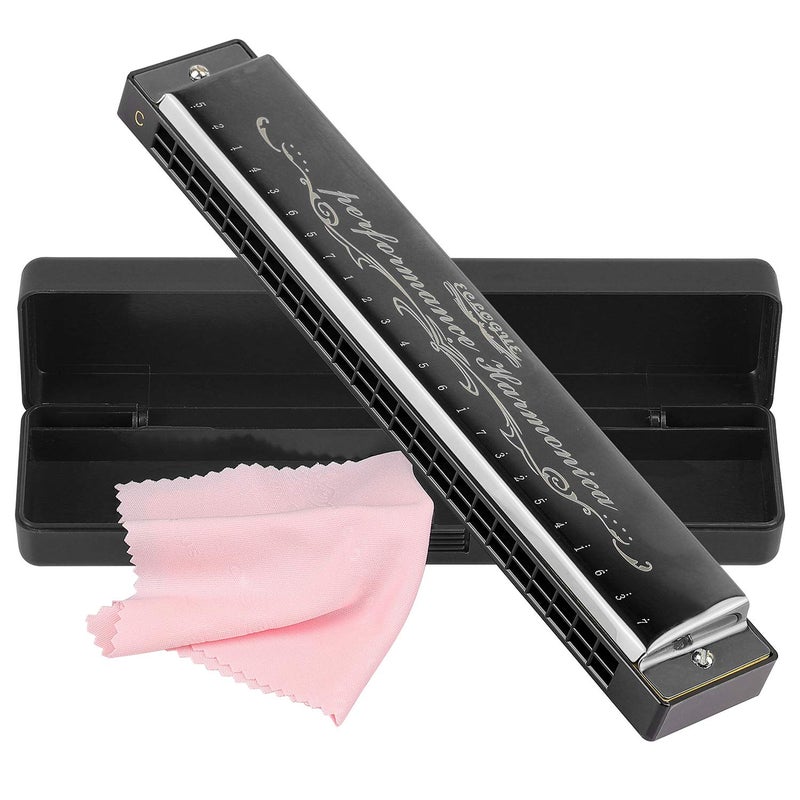 EastyGold Harmonica Professional Harp Armonica Key of C 24 Hole Polyphony Diatonic Mouth Organ with Case for Blues Folk Jazz Pop for Music Student Teacher Beginner Gift - Image 1