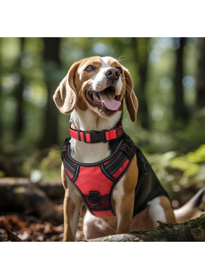 Joytale Reflective Dog Collar,Soft Neoprene Padded Breathable Nylon Pet Collar Adjustable for Large Dogs,Red,L  - Image 2