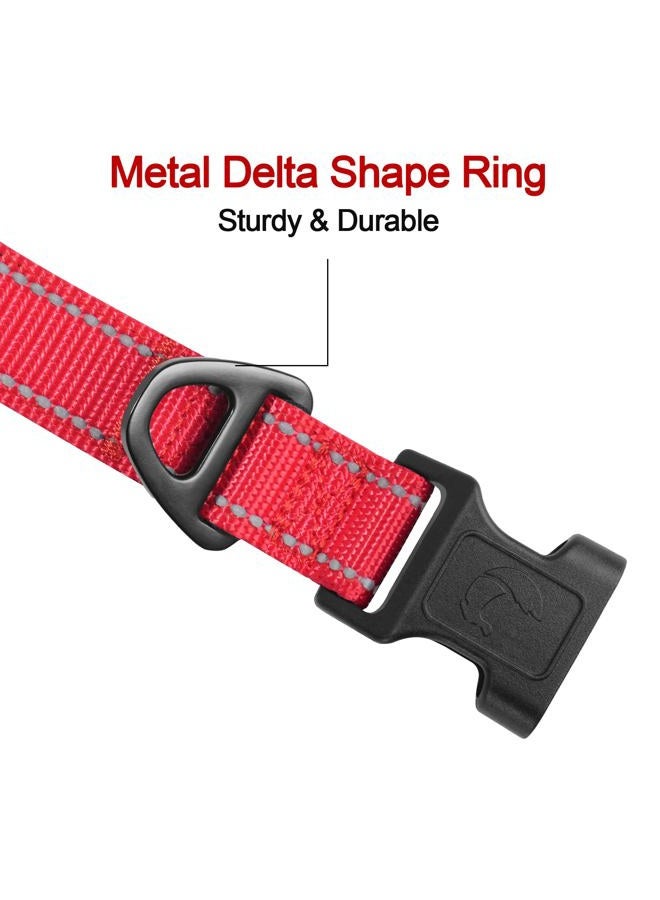 Joytale Reflective Dog Collar,Soft Neoprene Padded Breathable Nylon Pet Collar Adjustable for Large Dogs,Red,L  - Image 3