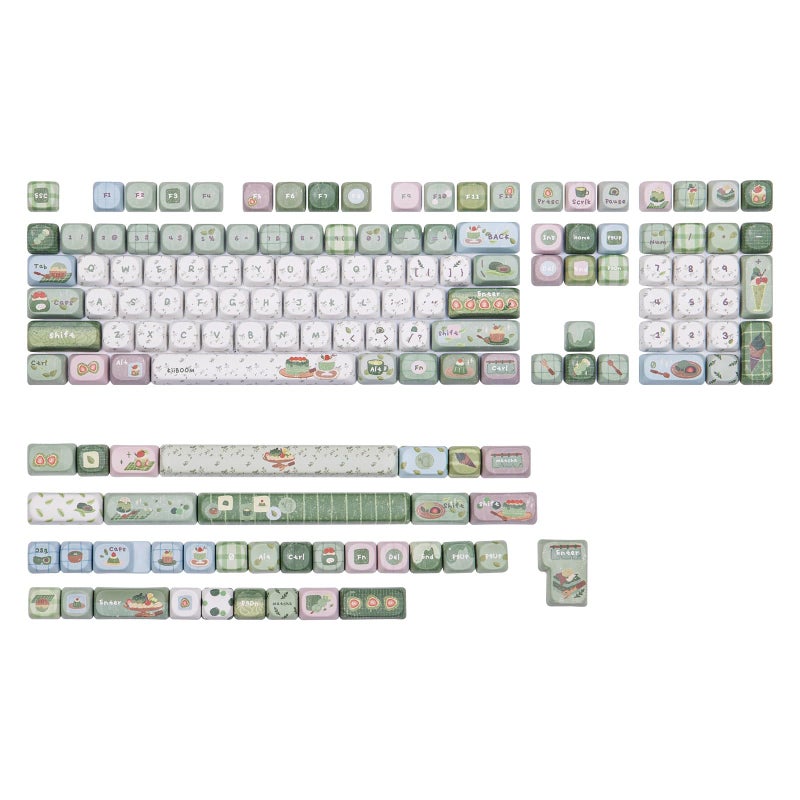 KiiBoom Sprout Picnic Keycap Set, 144 Keys MOA Profile PBT Keycaps for Mechanical Keyboard, Compatible with ANSI/ISO, 60%, 65%, 75%, TKL, Full-Sized Layout - Image 1