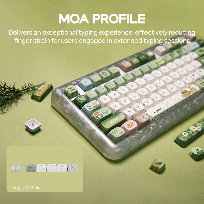 KiiBoom Sprout Picnic Keycap Set, 144 Keys MOA Profile PBT Keycaps for Mechanical Keyboard, Compatible with ANSI/ISO, 60%, 65%, 75%, TKL, Full-Sized Layout - Image 4